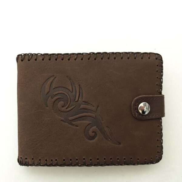Cartera billetera de piel marrón oscuro