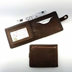 Cartera billetera de piel marrón oscuro