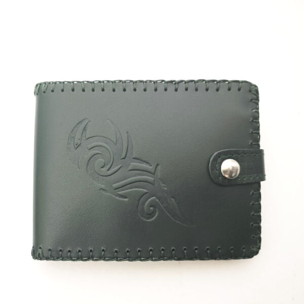 Cartera billetero de piel verde