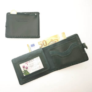 Cartera billetero de piel verde