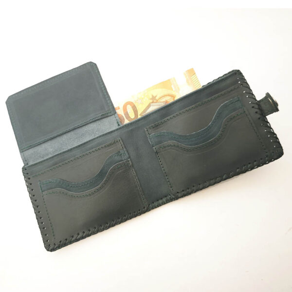 Cartera billetero de piel verde