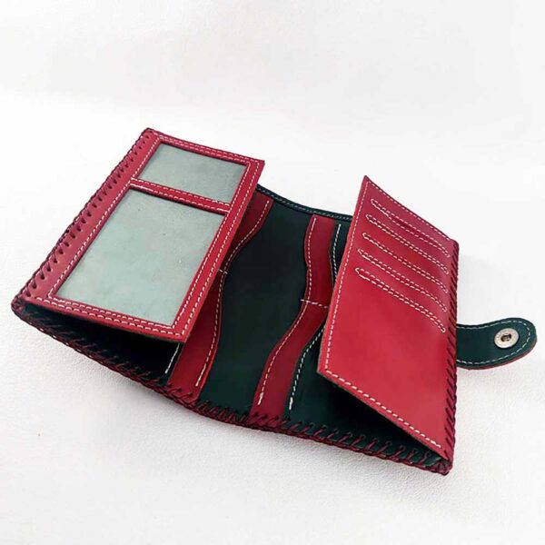 Cartera billetera roja de piel