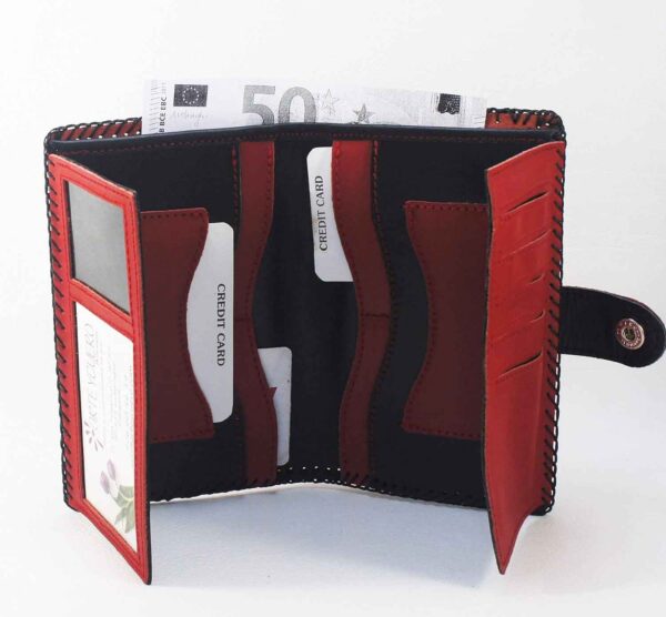 Cartera billetera roja de piel