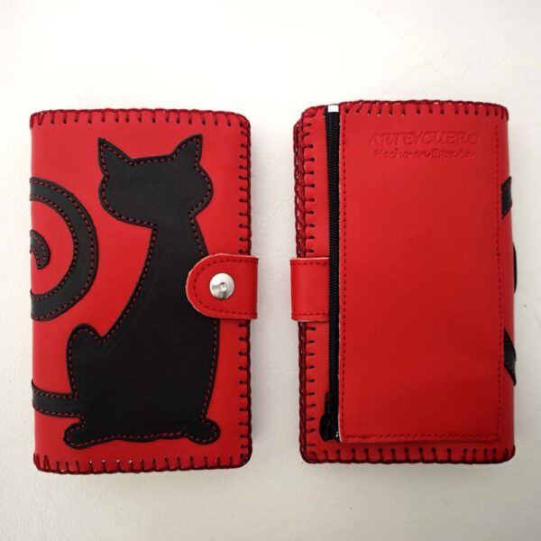 Cartera billetera roja de piel