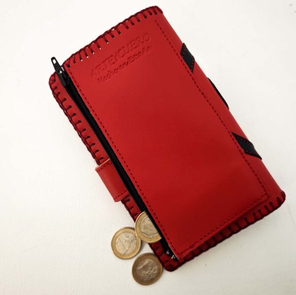 Cartera billetera roja de piel
