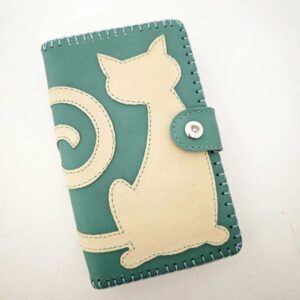 Cartera billetera aguamarina de piel