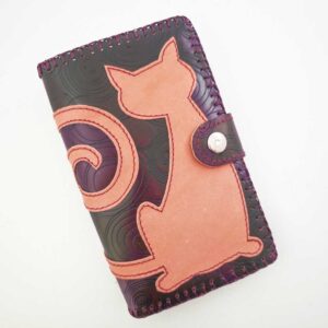 Cartera billetero de piel color vino