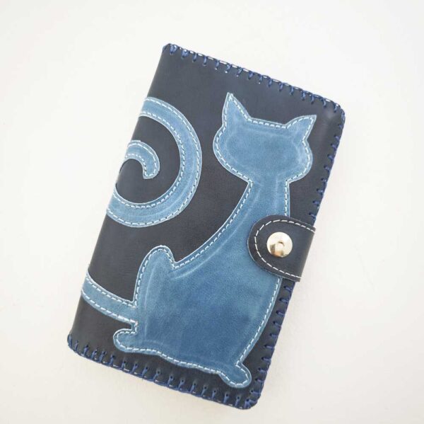 Cartera billetero de piel azul marino
