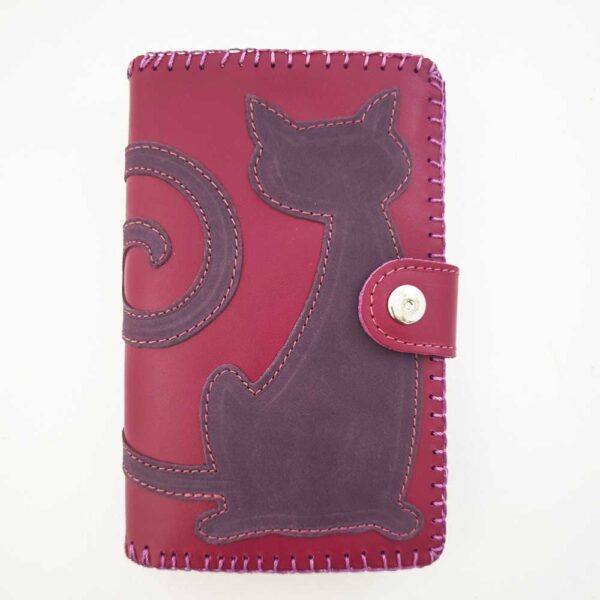 Cartera billetero de piel magenta