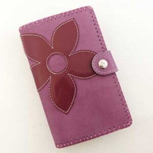 Cartera billetero de piel rosa