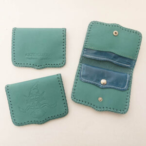 Cartera de piel aguamarina