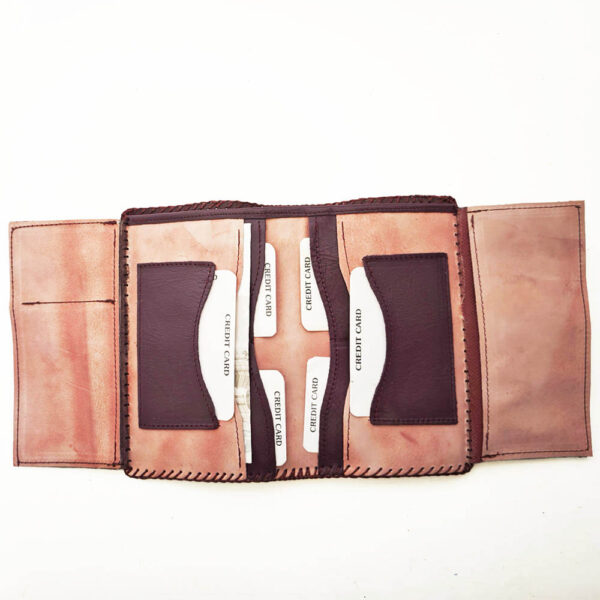 Cartera billetero de piel granate