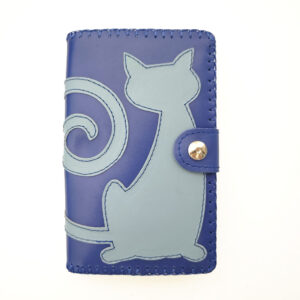 Cartera billetero con monedero de piel azul