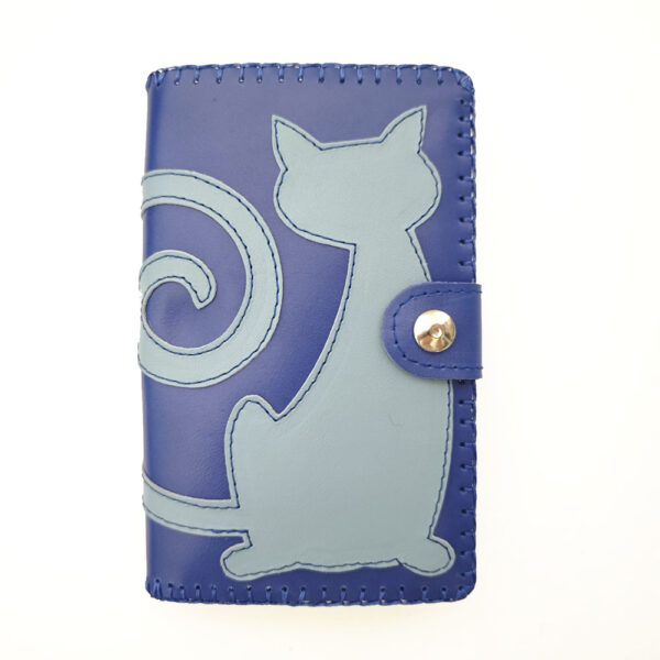 Cartera billetero con monedero de piel azul
