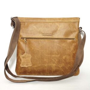 Bolso unisex de piel camel