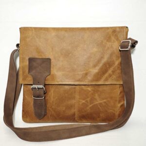 Bolso unisex de piel camel