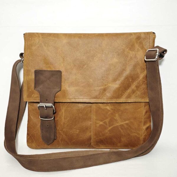 Bolso unisex de piel camel