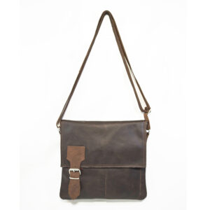 Bolso bandolera unisex de piel marrón