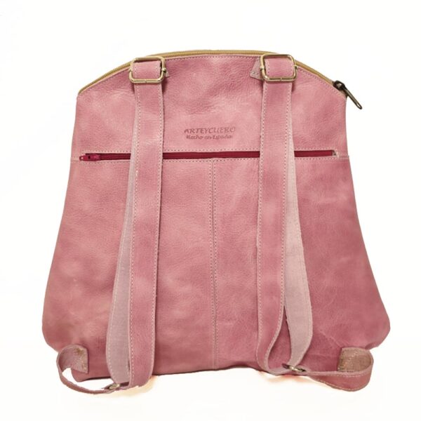 Mochila de piel rosa