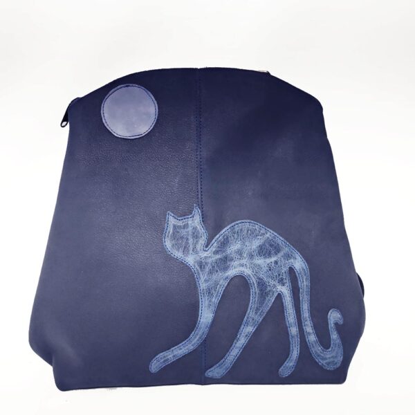 Mochila de piel azul marino