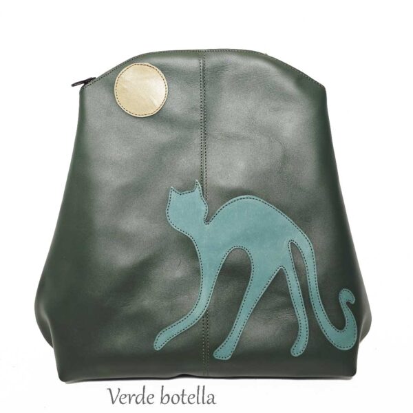 Mochila de piel verde botella