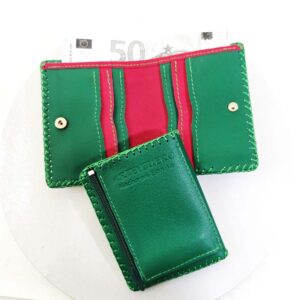 Cartera billetero de piel verde