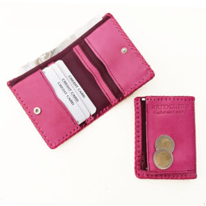 Cartera billetero de piel rosa