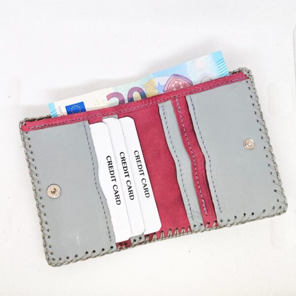 Cartera billetero de piel gris
