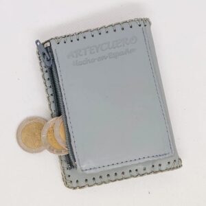 Cartera billetero de piel gris