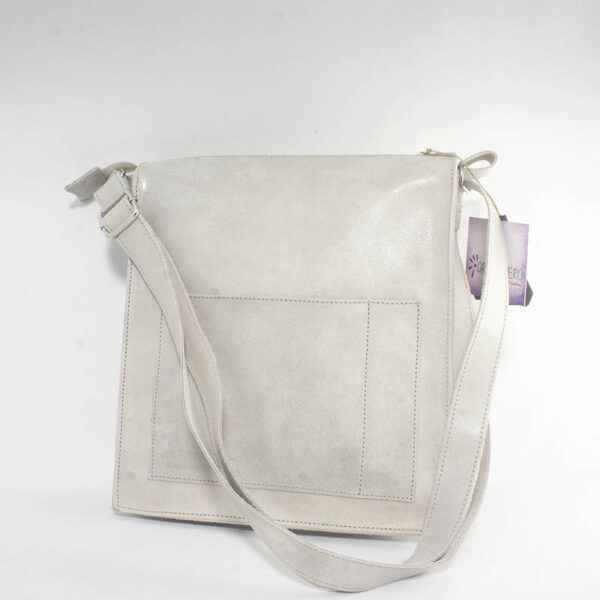Bolso unisex de piel blanco roto