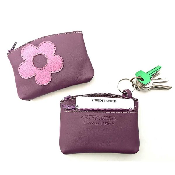 Monedero de piel morado