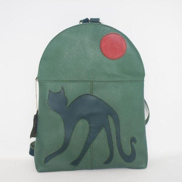 Mochila de piel verde