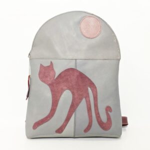 Mochila de piel gris