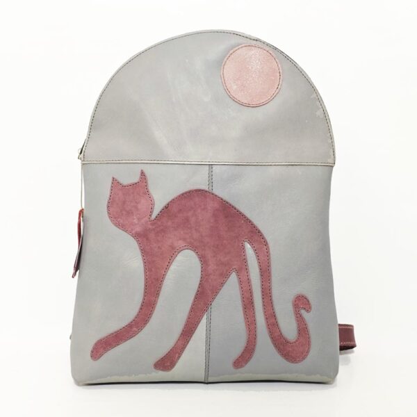 Mochila de piel gris