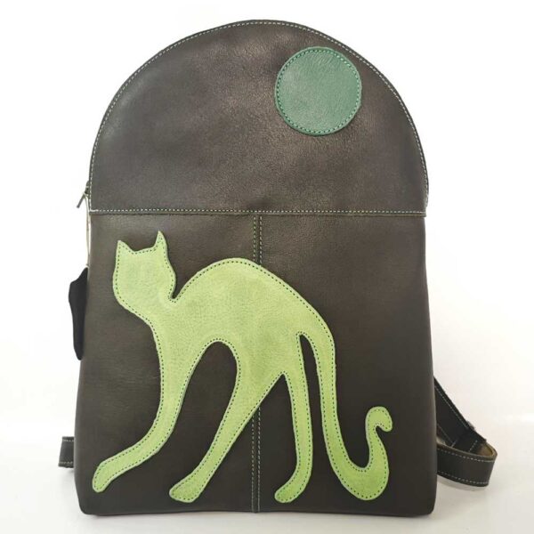 Mochila de piel verde oscuro