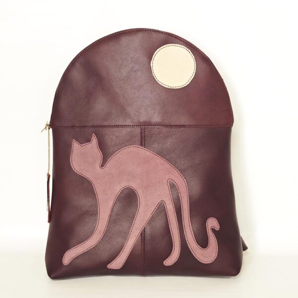 Mochila de piel granate