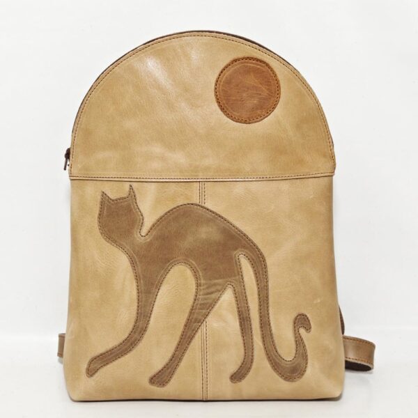 Mochila de piel beige