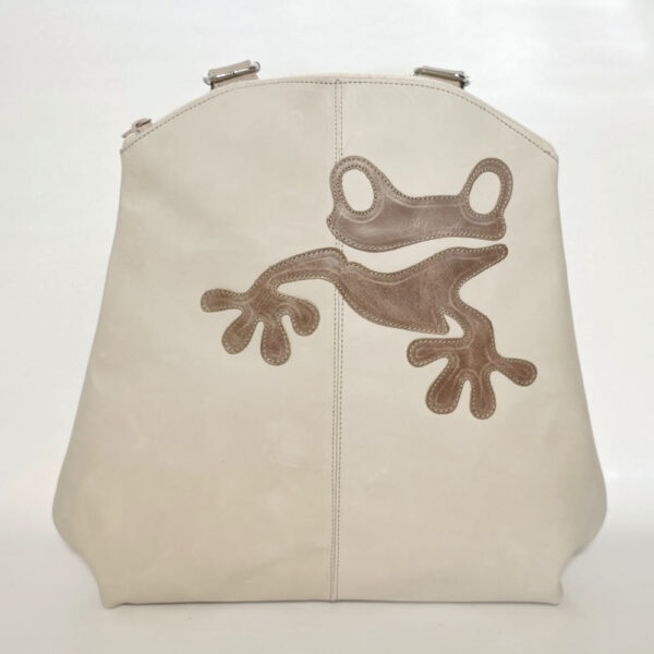 Mochila de cuero blanco roto