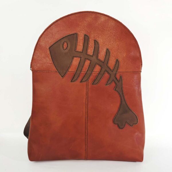 Mochila de piel teja