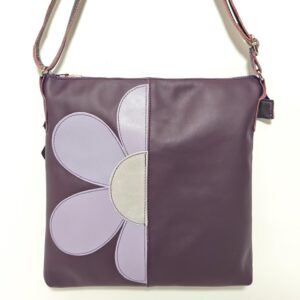 Bolso bandolera morado de piel