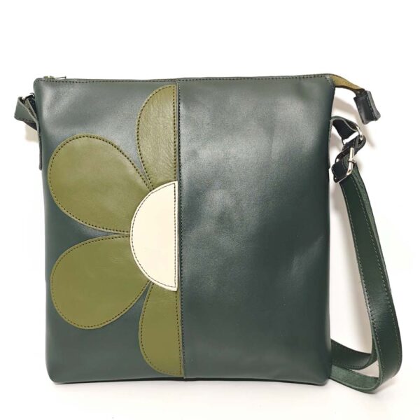 Bolso bandolera de piel verde botella
