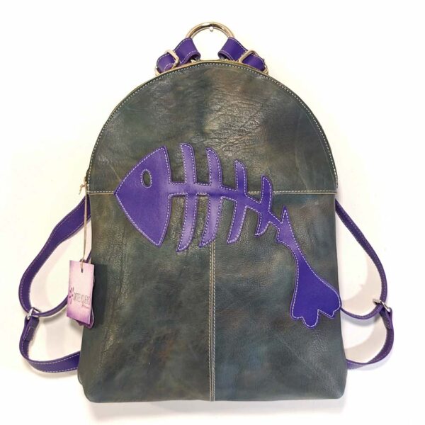 Mochila de piel aguamarina
