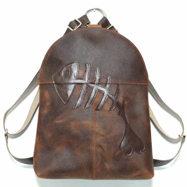Mochila de piel marrón