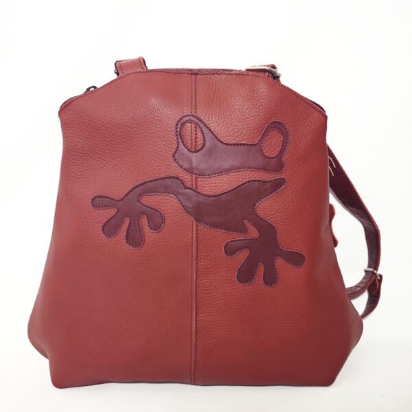 Mochila de piel granate