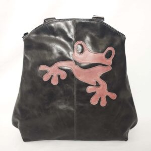 Mochila de piel gris oscuro