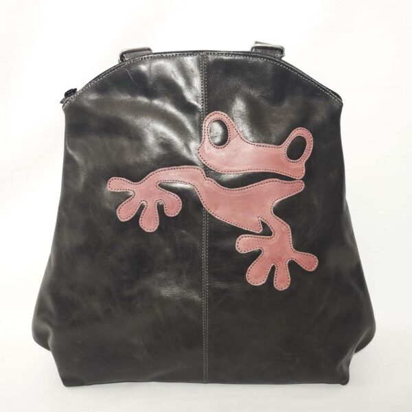 Mochila de piel gris oscuro