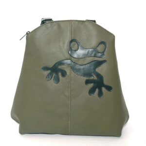 Mochila de piel verde