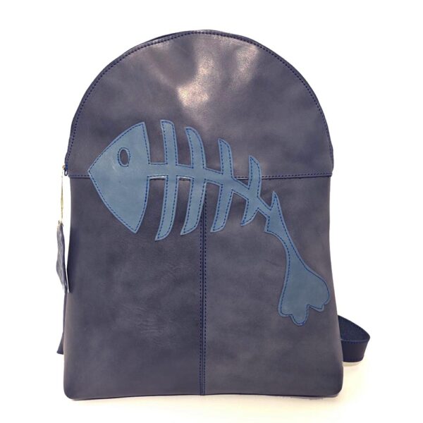 Mochila de piel azul