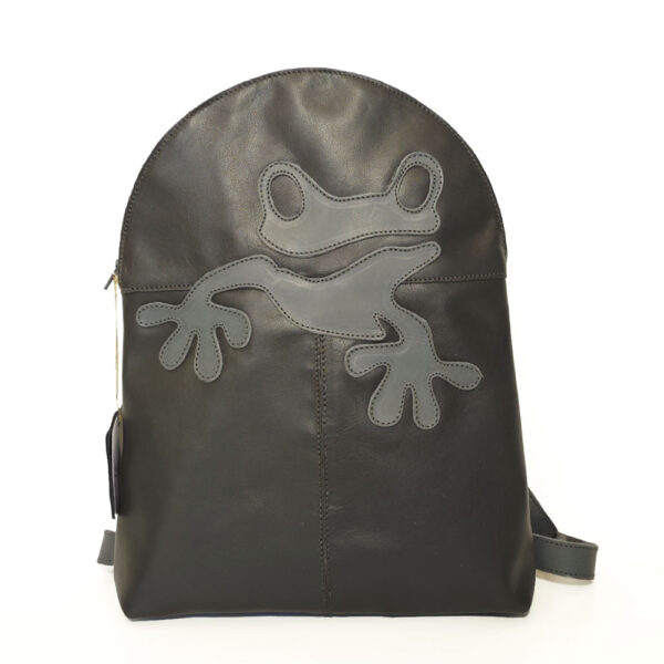 Mochila de piel gris oscuro