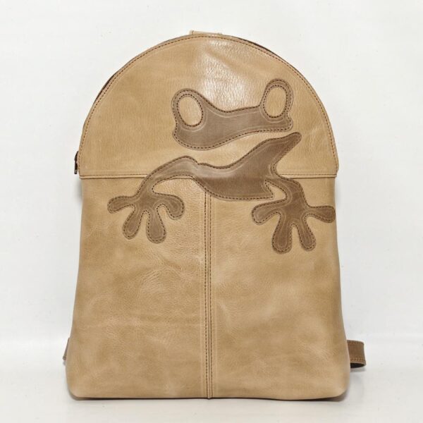 Mochila de piel beige